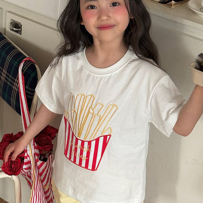 儿童亲子时尚薯条短袖T恤 ninibello韩国代购童装26夏款女童1501