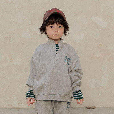 儿童时尚半拉链立领卫衣 NAVI韩国南大门童装代购26春中大男童003