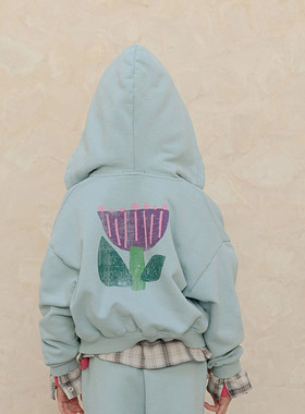 儿童郁金香短款拉链连帽外套 NAVI韩国童装代购25春款中大女童003