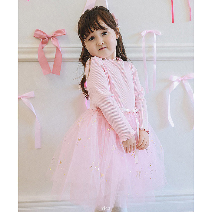 小童公主蝴蝶结网纱连衣裙 Rica韩国童装代购2026春款儿童女童294