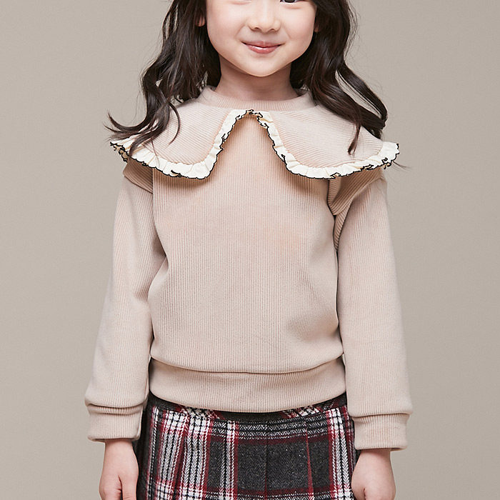 6折 现货 韩国南大门童装冬款女童儿童螺纹娃娃领加绒长袖t恤701