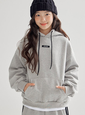 DAWON中大女童插兜连帽时尚加绒卫衣 韩国童装代购25冬款儿童098