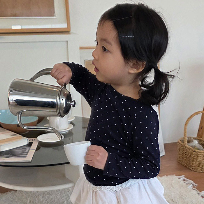 儿童淑女蕾丝边波点长袖T恤 COLOR韩国进口童装代购26春款女童211,童装/婴儿装/亲子装,T恤,淘宝优惠券,粉丝福利购,淘宝优惠卷