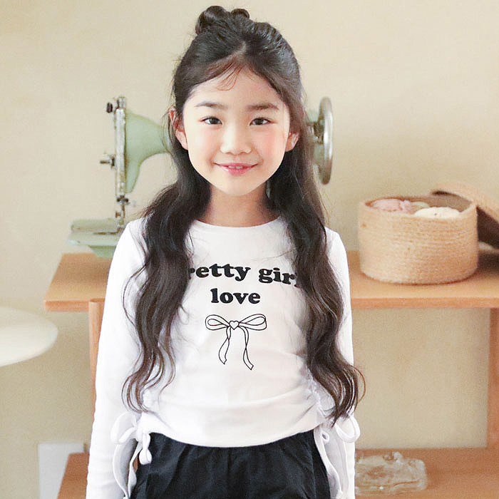 蝴蝶结字母抽绳长袖T恤VIVIELLY韩国代购童装26春中大女童上衣973,童装/婴儿装/亲子装,T恤,淘宝优惠券,粉丝福利购,淘宝优惠卷