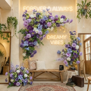 莫奈风门头门头花门楣仿真咖啡店花店店门口橱窗开业花艺装饰美化