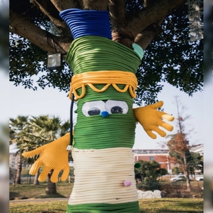 户外大树装饰毛线毛衣大树装扮材料包diy衣服冰岛线粗细抱抱树木