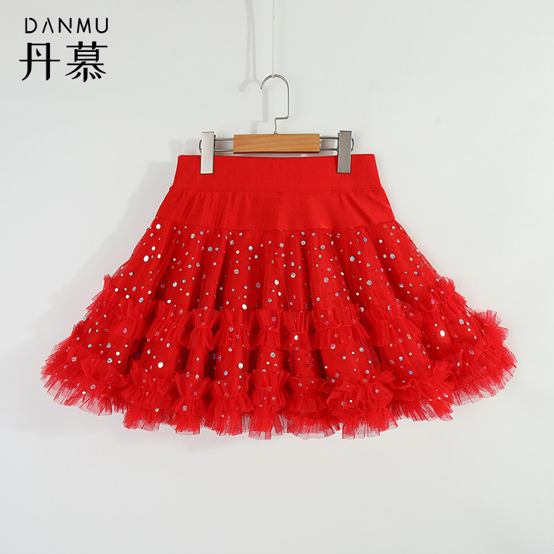 三步踩蓬蓬半身短裙吉特巴舞裙跳舞裙子小个子广场舞跳舞裙子3