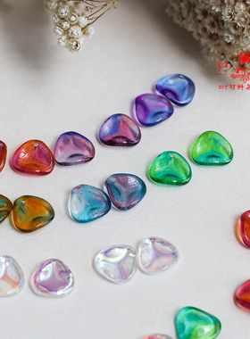 DIY手工耳环项链发簪饰品配件材料进口捷克14X13MM玫瑰花瓣双色选