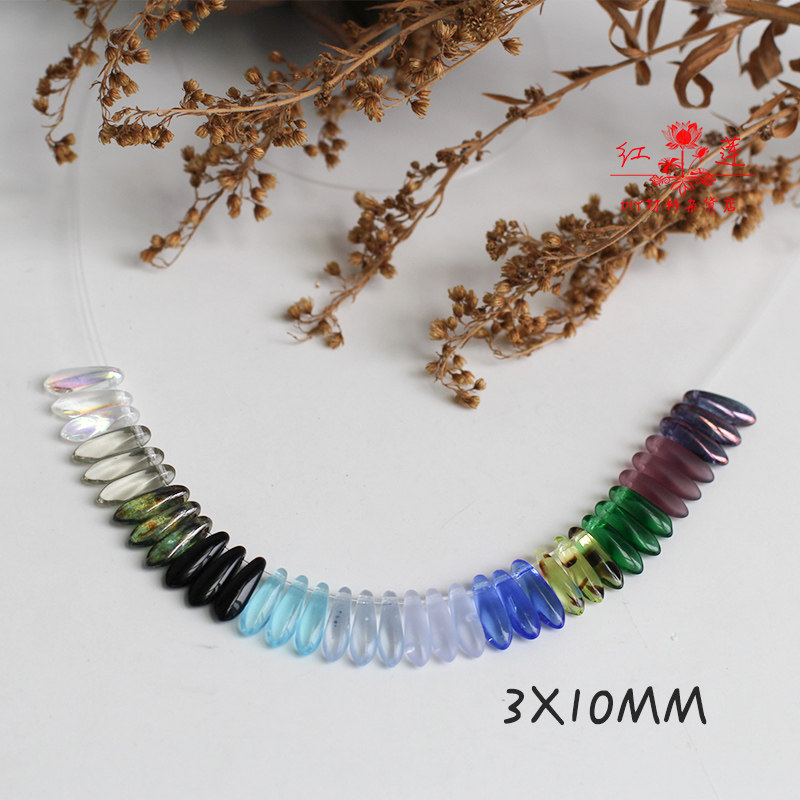 手工DIYBJD发簪饰品材料耳环配件进口捷克琉璃3X10MM剑形珠多色选图片