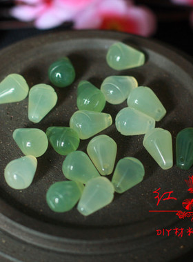 红莲DIY手工饰品发簪材料配件 17X12MM岫玉花苞天然玉石簪头横孔