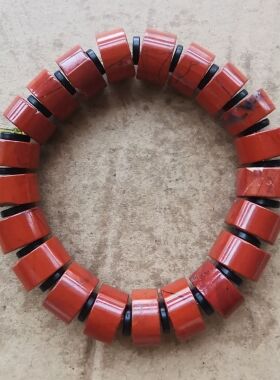 天然战国红玛瑙药片盘珠桶珠男女手链手串单圈简约手串玛瑙正宗