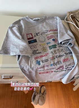 aea*联名款 字母logo大集合 复古百搭宽松短袖T恤女包邮