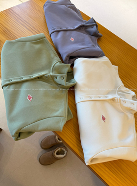 fure  复古日杂风 一排扣立领加厚加绒卫衣外套女