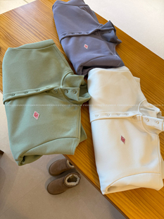 fure 复古日杂风 一排扣立领加厚加绒卫衣外套女