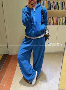 KO* 克莱因蓝/保暖松弛感摇粒绒连帽卫衣宽松卫裤套装女包邮
