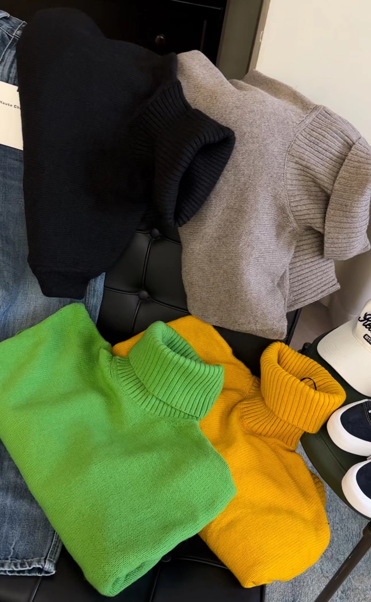 针织衫打底羊毛落肩宽松