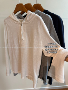 包邮 老钱风调调 随性ju显瘦啊吼～竹节棉休闲连帽长袖 ste