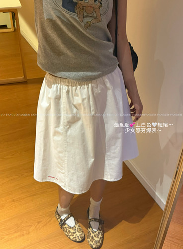 韩国the baeathe  小众高级 刺绣logo全棉短裙A字裙女包邮
