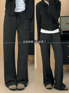 子女 休闲喇叭裤 梨形福音 复古显瘦显高百搭高腰抽绳松紧卫裤
