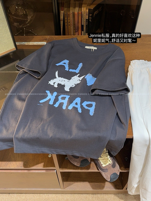 【吹爆这件】韩国小众李智恩同款 涂鸦小狗宽松短袖T恤女