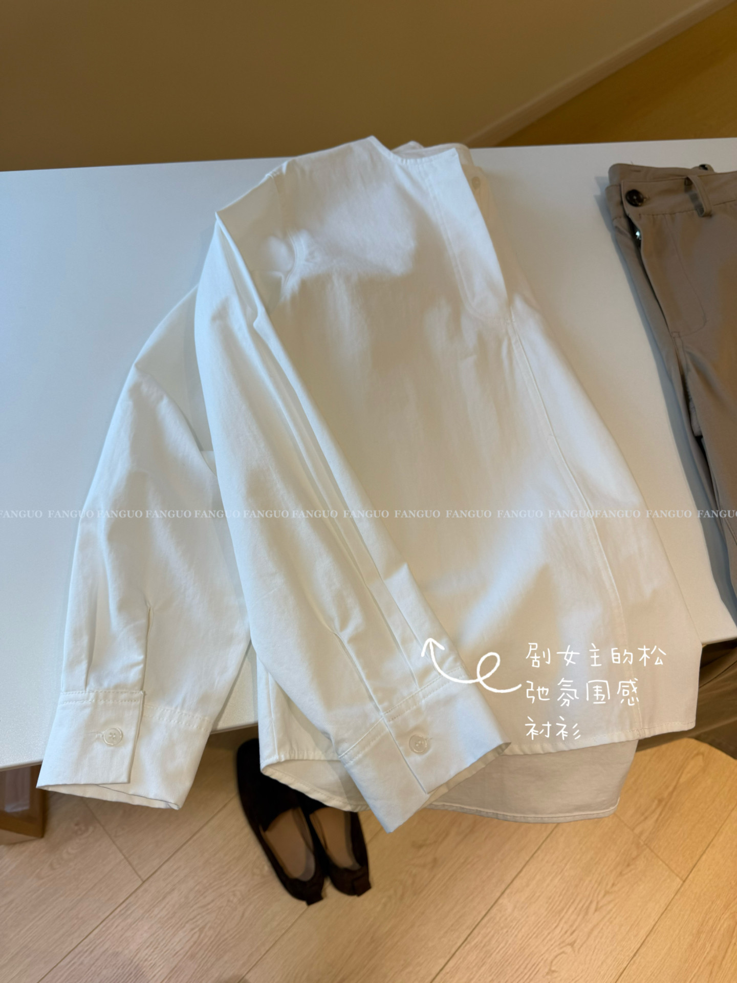 stetament 极简高级 挺括全棉设计感圆领衬衫女长袖衬衣包邮