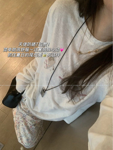 爱绝小天使 T恤女 慵懒风雪花亚麻竹节棉休闲防晒长袖