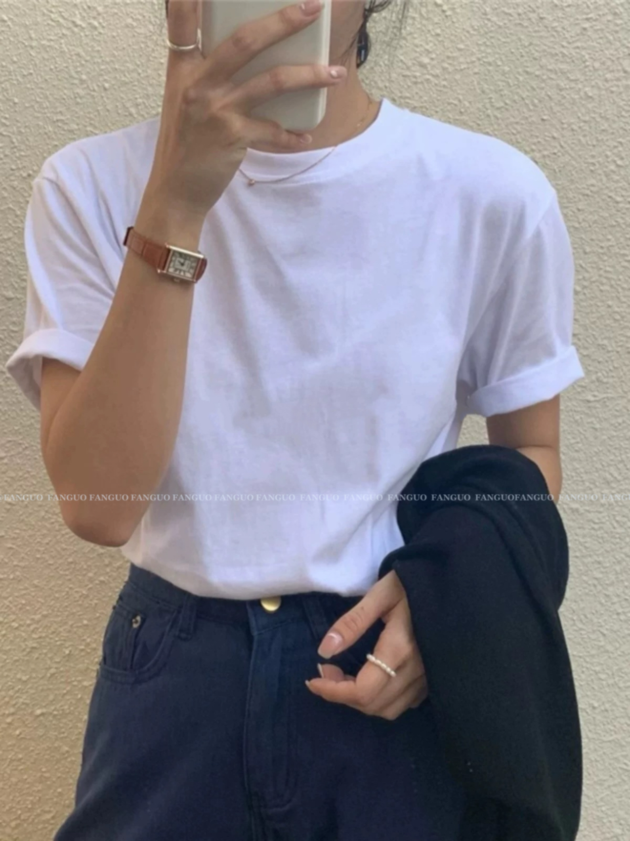 【极简主义】万年基础款内搭打底！ 棉质纯色白色短袖T恤女这