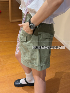韩国rare*～大爱！美式复古重工水洗棉质多口袋休闲工装短裤包邮