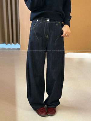 steta*ment 原厂！高级丹宁蓝复古明线弯刀裤休闲裤子牛仔裤女