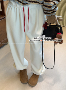 韩国archi* 原厂！奶呼呼～ 加厚保暖摇粒绒束脚卫裤松紧腰裤子女