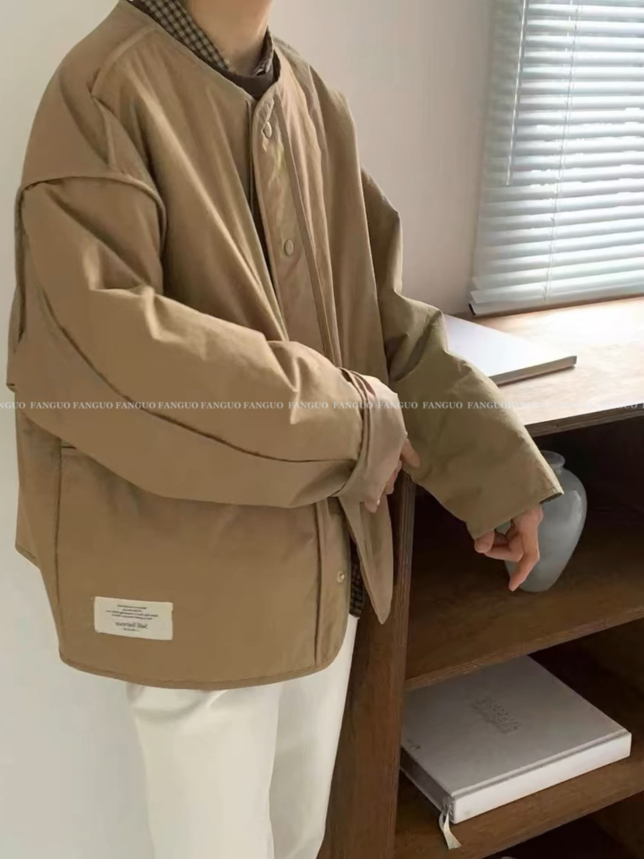 韩国self serv*原厂原单！in韩系圆领宽松茧型棉服外套女秋冬棉衣