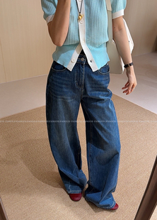 【梨形身材的梦中情裤】复古弹力显瘦直筒高腰牛仔裤阔腿裤女