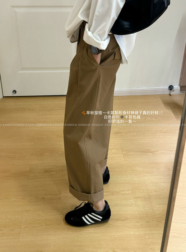 fanguo【遮胯显瘦】简约挺括全棉宽松九分工装裤休闲裤女包邮