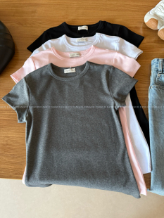 直角肩神器 显瘦圆领上衣正肩运动短袖 lri 修身 T恤女  then