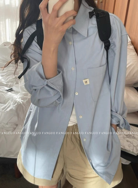 韩国小众dearest 100%精梳棉 文艺气质慵懒风衬衫女衬衣 2024新款