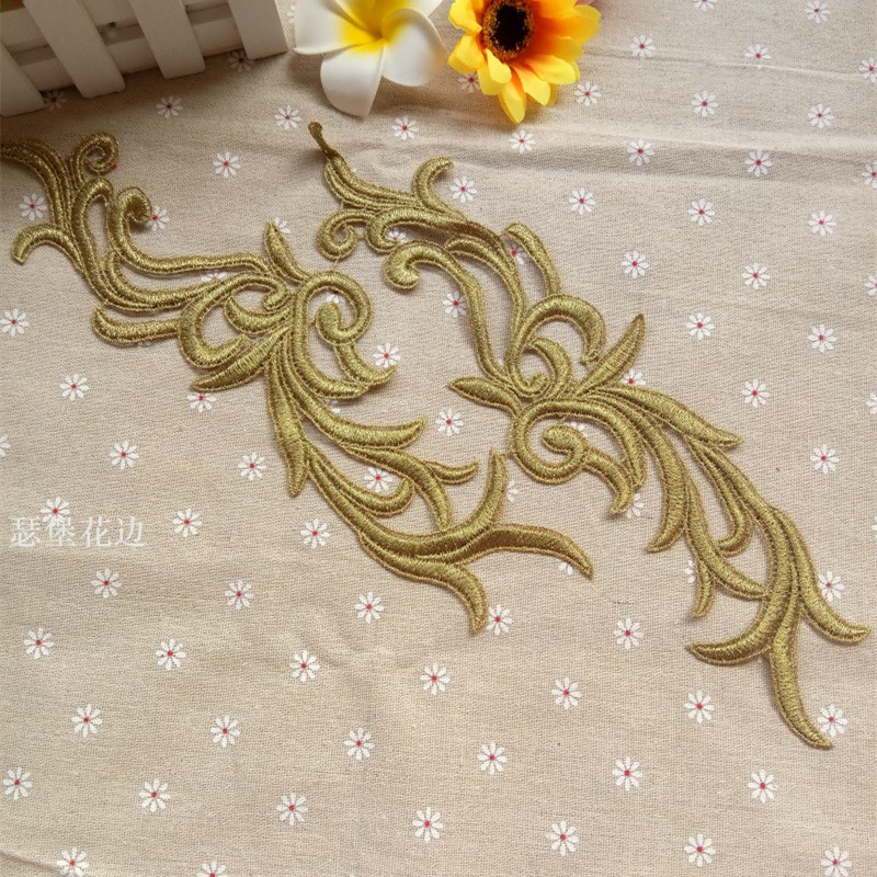 金色对领特色对花diy服装花边辅料水溶蕾丝刺绣假领子芭蕾裙装饰,居家布艺,花边,淘宝优惠券,粉丝福利购,淘宝优惠卷