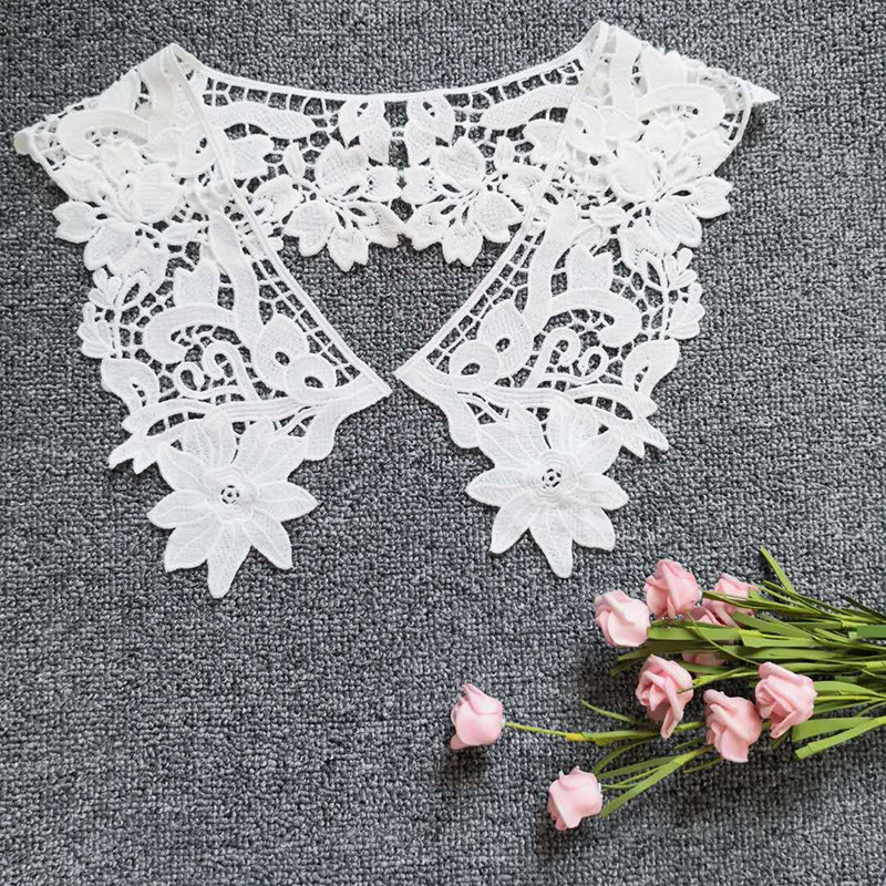 WHITE DOLL COLLAR SHIRT COLLAR DIY GARMENT HANDMADE ACCESSORIES WATER-SOLUBLE EMBROIDERY LACE TRIM LAPEL STRIPS