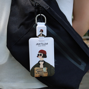 小清新简约情侣卡套挂包包伸缩扣公交乘车卡八达通防丢卡包钥匙扣