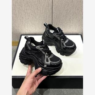 透气松糕运动鞋 新款 女显脚小 女2025秋季 9cm增高小个子厚底运动鞋