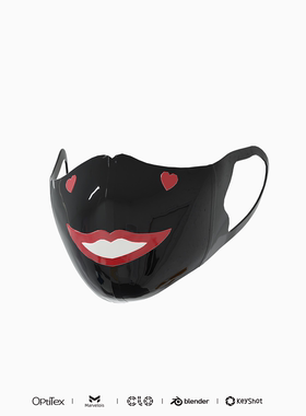 黑色桃AD007定制乳胶嘴唇心形口罩3D立体剪裁多色可选