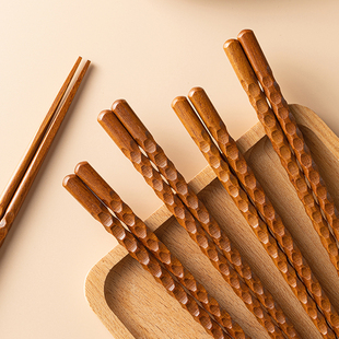 筷子家用高档抗菌防霉铁刀木防滑龟甲筷高级尖头筷子出口品质餐具
