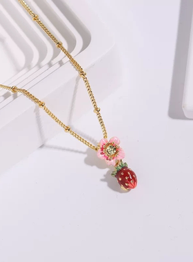 四季浆果系列草莓小粉花春季清新项链日常百搭