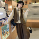 大码 宽松显瘦遮肚子胖mm马甲半身裙衬衣三件套装 女装 2025早秋新款