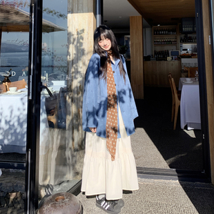 叠穿套装 大码 蓝色西装 早春胖mm韩系宽松显瘦白色连衣裙打底 女装