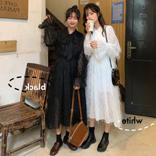 打底裙 学院风显瘦很仙气雪纺长袖 韩版 连衣裙长款 女装 大码 早秋新款