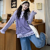 女装 牛仔裤 2026春季 大码 胖mm甜美打底T恤 叠穿镂空吊带背心 套装