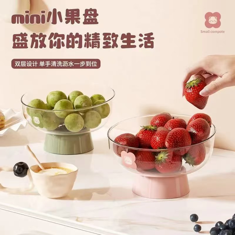 果盘高级感轻奢透明带盖家用超大图片