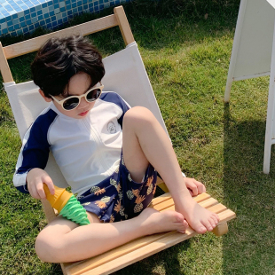 防晒温泉沙滩休闲度假游泳衣 长袖 儿童游泳衣男童分体泳装 2025新款