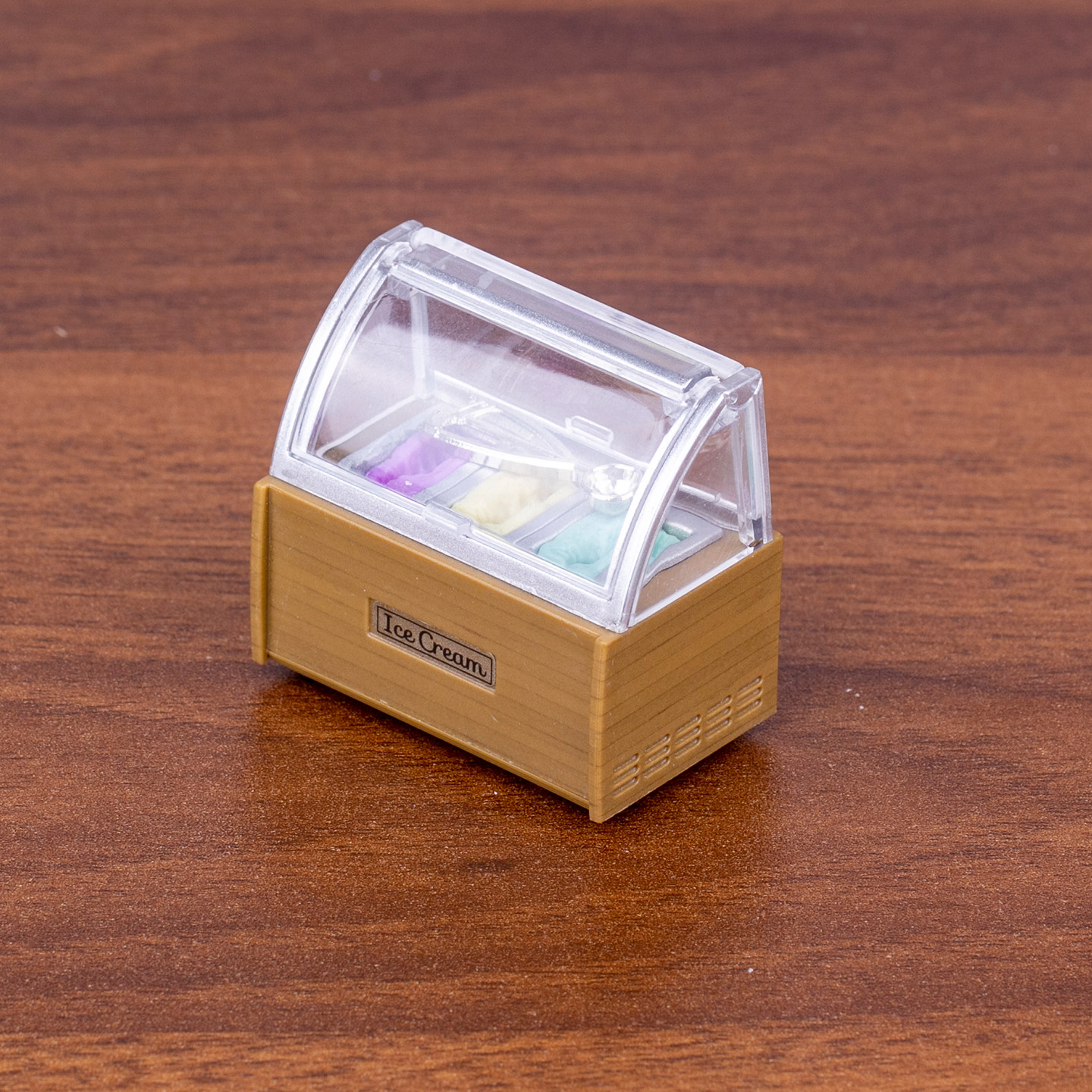 迷你冰淇淋机柜模型 透明展示盒创意微缩摆件现货 扭蛋拆蛋玩具