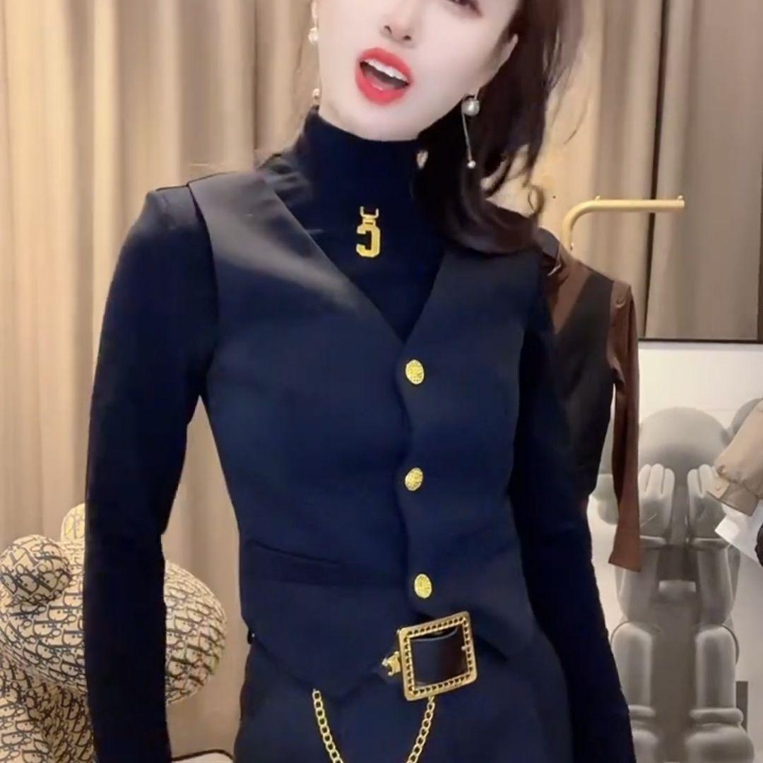 半高领设计感修身上衣T恤